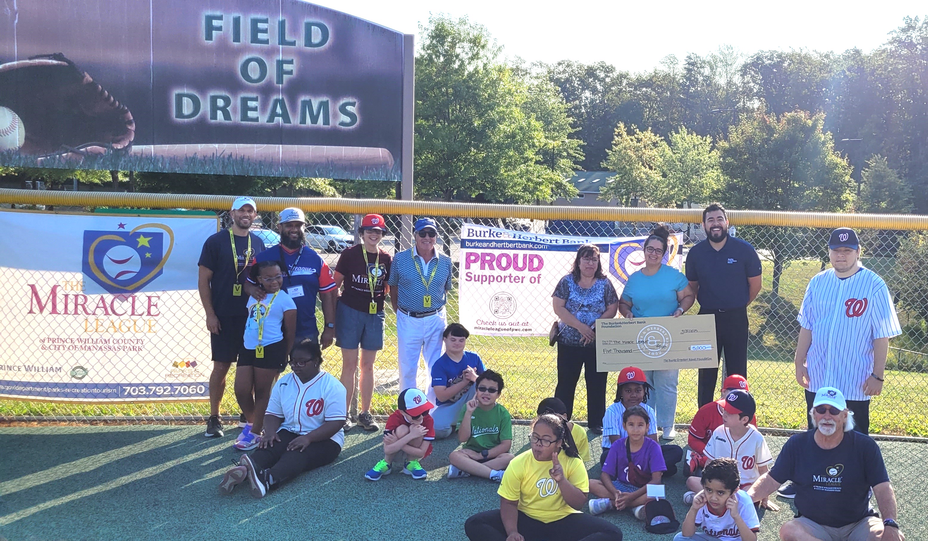 Burke & Herbert Bank Officers Present $5,000 Check to the Miracle League of Prince William County